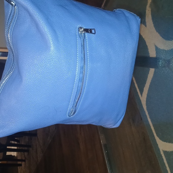 Coach Abby Blue Leather Shoulder Bag with Silver Accents - Picture 6 of 9